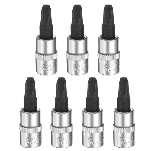 Image of sourcing map 7pcs PH3 Phillips Bit Socket 1/4" Square Drive Cross Head Extension Impact Bit Power Nut Driver Set S2 & CR-V Steel Socket Ratchet Wrench Bits, Silver Black