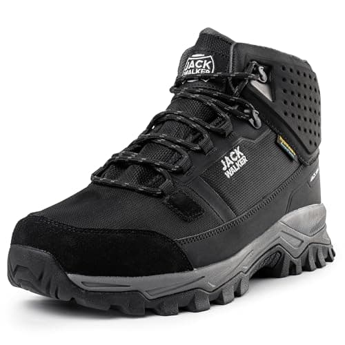 Image of Jack Walker Men's Walking Boots - Genuine Suede Leather & Durable Upper Mesh Material with Memory Foam Insole, Hydroguard Waterproof, Lightweight, Breathable Trekking & Hiking Footwear JW3007 (8 UK)