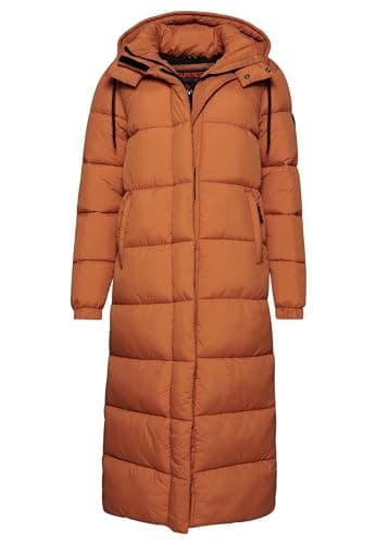 Image of Superdry Women's RIPSTOP LONGLINE PUFFER JACKET A4 - Padded, Caramel Grid,