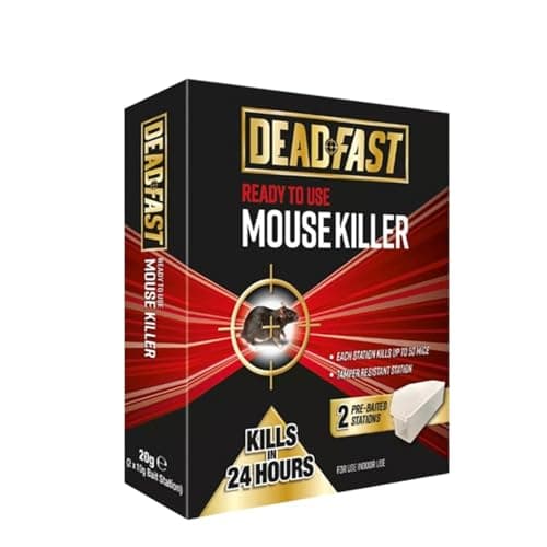 Image of Deadfast Mouse & Rat Killer Plus – 8 & 15 Paste Sachets, 2x10g Bait Stations, 6x25g Grain Sachets (150g), 15 Bait Blocks Fast-Acting No Resistance (2 x 10g Bait Stations)