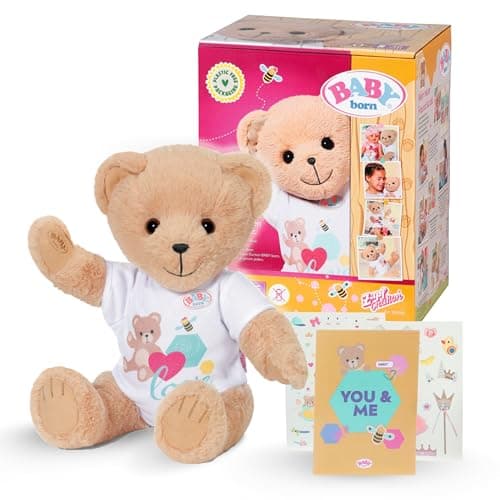 Image of BABY born bear - Soft teddy bear with movable arms & legs - Cuddly toy with white romper & incl. accessories - Suitable for children aged 0+