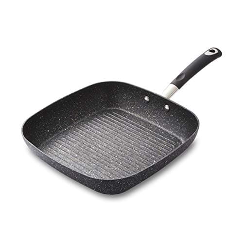 Image of Tower T900115 Precision 28cm Non-Stick Forged Aluminium Grill Pan Diamond Coating, Soft Grip Handle, Black