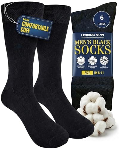 Image of Mens Cotton Socks Men - Mens Black Cotton Socks, Seamless Smart Suitable for Office and Work, School, Formal and Casual Wear | Breathable Stain Resistant Dress Sock - Men's sock's 9-11 multipack
