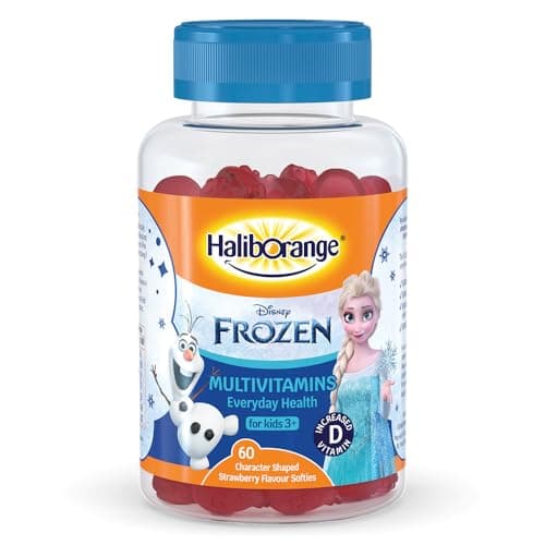 Image of Haliborange Disney Frozen Multivitamin Softies for Kids 3+, 60 Strawberry Gummies – Vitamins A, C, D, E, B6, B12 & Niacin – Supports Immune System, Bone Health & Energy – Character-Shaped Chewable