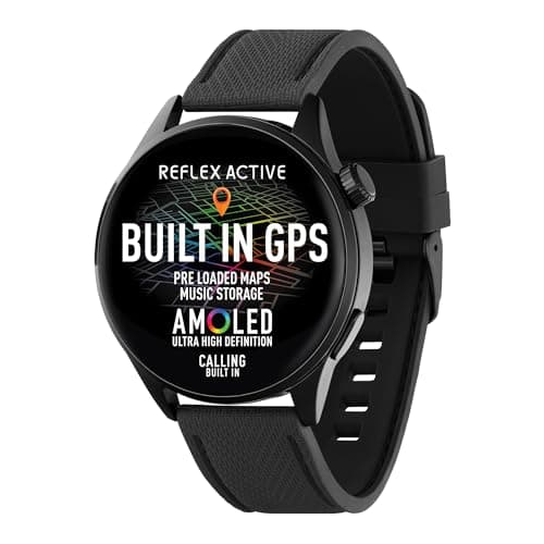 Image of Reflex Active Series 45 Amoled Smart Watch for Men Women with Built-in GPS, Pre Loaded Maps, Make & Receive Calls, Heart Rate, Sports Modes, Sleep Monitor and Black Silicone Strap for IOS Android