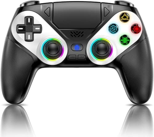 Image of Dinosoo RGB Wireless Controller for PS5, Compatible with PS5 Pro/Slim/PC, Dual Vibration, Marco/Turbo Function, Back paddles, 3.5mm Audio Jack, 6-Axis Motion Control Gamepad with Speaker-Black