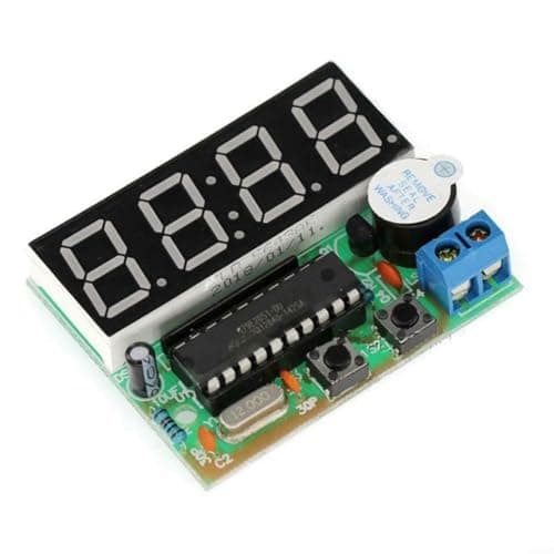 Image of HomeVortex AT89C2051 4-Bit Digital Electronic Clock DIY Soldering Kit,0.56 Inch Red LED Display,FR-4 PCB Practice Board for Skills Training, Unassembled Module