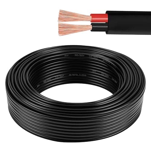 Image of AOHEWEI 2×0.5mm² Flat Twin 2 Core Cable 2 Conductor Copper Electrical Wire 5V 12V 24V 60V, Thin Wall Red/Black Automotive Boat Cable 5/10/20/50 Meters