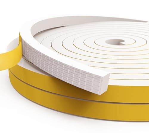 Image of Draught Excluder for Doors Windows, 12 mm(W) x 10 mm(T) x 4M (L) Self Adhesive Foam Tape Draft Sealing Strip Weather Stripping for Gap Seal White