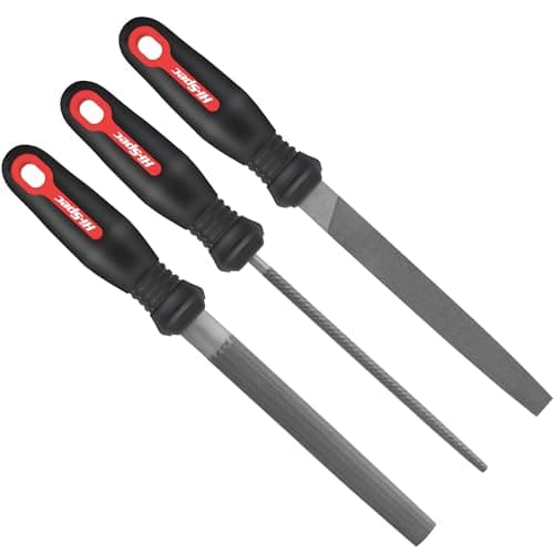 Image of Hi-Spec 3-Piece Metal Hand File Set – Flat, Round & Half-Round Steel Files for Precision Crafting, Metal Shaping, Woodworking, DIY Projects, Repairs & Home Improvement