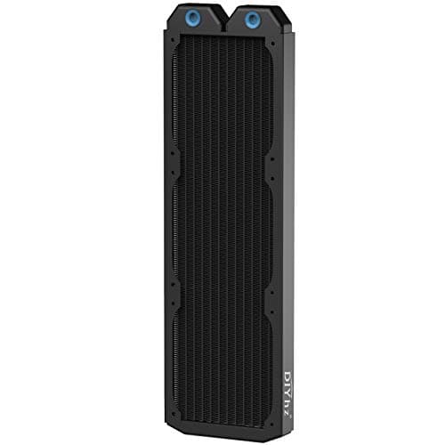 Image of DIYhz Water Cooling Computer Radiator, 12 Pipe Thick Copper Heat Exchanger Liquid Cooling Radiator G1/4 Thread Heat Row Sink 360mm for CPU PC Laser Water Cool System DC12V Black