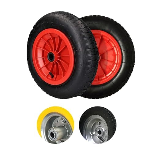 Image of 10" & 14" Pneumatic Sack Truck Tyres - Trolley Wheel Barrow Tyre Wheels Anti-Slip Grip Black Yellow Red | Emergency Replacement Tyre | Strong Durable Long Lasting (Red Tyre X 1)