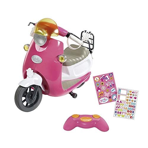 Image of Zapf Creation 824771 BABY born City RC scooter doll scooter with remote control and light effects, doll accessories 43 cm, pink/white