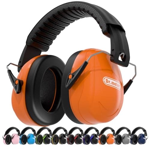 Image of Dr.meter Ear Defenders Adults, SNR 31dB Noise Reduction Earmuffs with with Adjustable Headband Double Layers Hearing Protection for Gardening Yard Work Orange