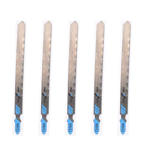 Image of 5pcs Jigsaw Blades Set for Wood Plastic Metal T Shank 5” Length 1.2mm Pitch High Speed Steel T318A Fast Cutting