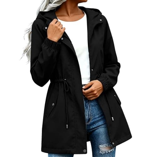 Image of Znwerma waterproof raincoat Waterproof Jacket Women Ladies Lightweight Jackets with Hood 2026 Windbreaker Rain Coat with Pockets Casual Long Sleeve Full Zip Raincoat Breathable Hiking Walking Coat