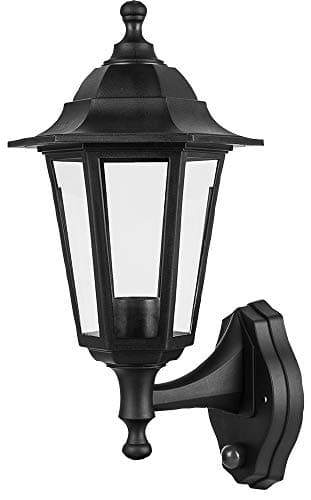 Image of Pro Elec PEL00838 Wall Mounted Lantern Light with Dusk to Dawn Sensor, Black