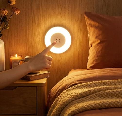 Image of Rechargeable Night Light Portable LED Touch Light with 3 Colour Modes & Stepless Dimming Magnetic Stick on for Kids Nursery Breastfeeding Night Feeds Bedroom Wardrobe Cupboard Wireless Bedside Lamps