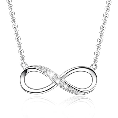 Image of QttvbTna Infinity Cubic Zirconia Ladies Necklaces, Silver Pendants for Women, Adjustable Necklace, Jewellery Gift for Women