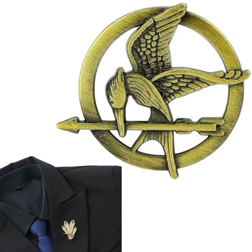 Image of Bronze Badge Mockingjay Pin 33mm x 38mm - Hunger Games Mocking Jay Brooch, Suitable for Backpacks, Jackets, Hats, Decorative Brooch, Beautiful and Distinctive, Easy to Wear