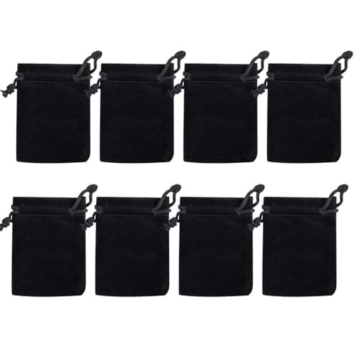 Image of Jewellery Bags - 8pcs Velvet Jewelry Pouches - Velvet Drawstring Jewellery Bag - Black Small Size Jewellery Bags,Small Gift Bags for Jewellery,Drawstring Pouch for Jewellery,Jewelry Storage Bags 9x7cm