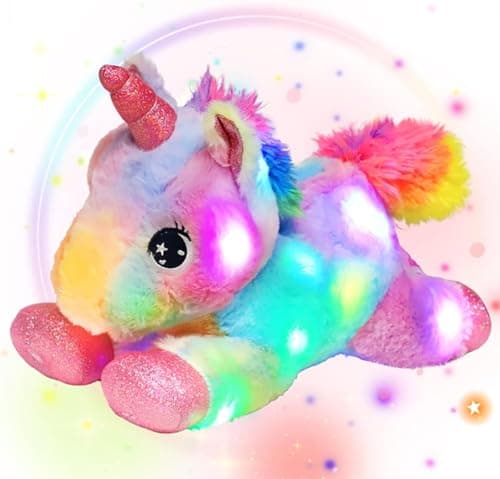 Image of Cuteoy LED Stuffed Animal Light up Plush Birthday Christmas Plushies Toy Gifts for Kids Toddler Girls, Rainbow Unicorn,15"