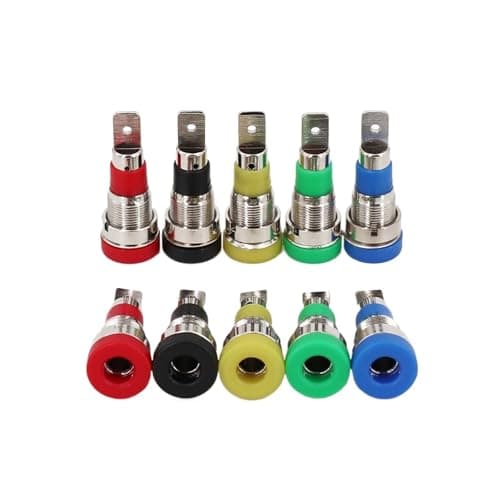 Image of 10Pcs Brass 4mm Banana Female Jack Panel Mount Test Socket Connector For Non-Shrouded Plugs(5 Colors x 2)