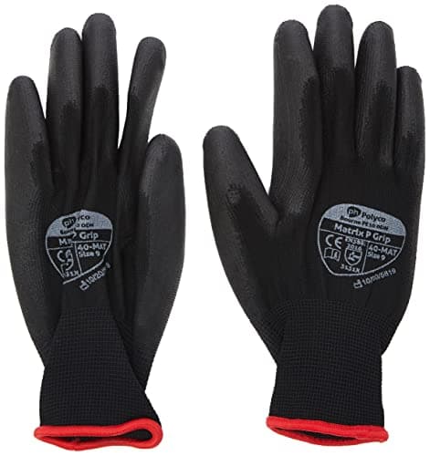 Image of Polyco Matrix P PU Palm Coated Grip Gloves - Single Pair , 9/Large Size , black