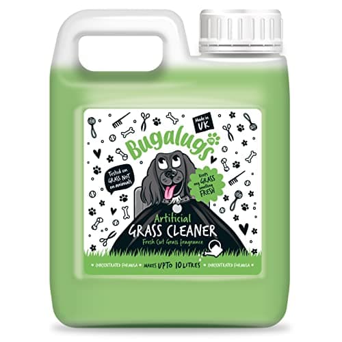 Image of BUGALUGS Artificial Grass Cleaner - Dog Safe, Pet Disinfectant & Lawn Deodoriser - Puppy Urine Cleaner & Odour Eliminator - 1L Super Concentrate - Made in UK Cruelty Free (Fresh Cut Grass 1L)