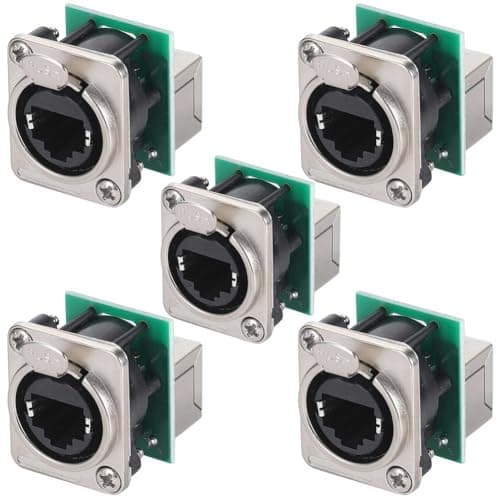 Image of OVNSHVN Ethercon Rj45 Chassis Socket, D-N8FDP RJ45 Feed/Pass Panel Mounting Socket, D Series Cat5 RJ45 Vertical Panel Connector, Durable, Easy Installation