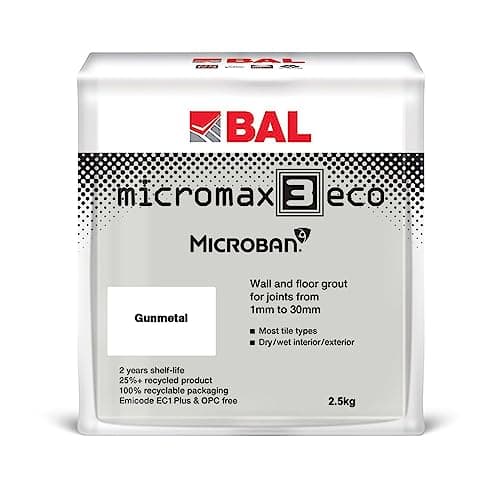 Image of Bal Micromax3 Eco Grout Wall & Floor Grout, Rapid Set, Antimicrobial, Suitable For Interior & Exterior 2.5KG Bag - Gunmetal