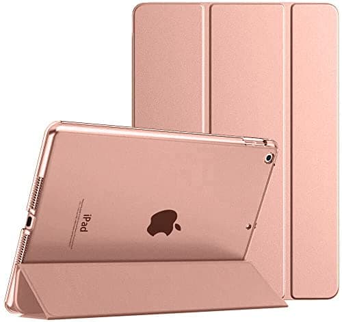 Image of M TECH Smart Pu Leather Flip Folio Stand Case for Apple iPad Air/Air 2 9.7 1st 2nd Gen 2013 2014 & iPad 9.7-Inch 6th / 5th Generation 2018 2017, Smart Book Cover (Rose Gold)