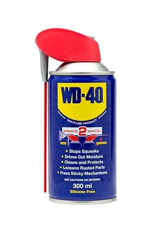 Image of WD-40 Multi Use Lubricant Spray 300ml, Wide and Narrow Smart Straw, Multipurpose WD40 Spray Lubricant for Maintenance, Water Displacement, and Rust Protection on Gears, Threads, and Hinges