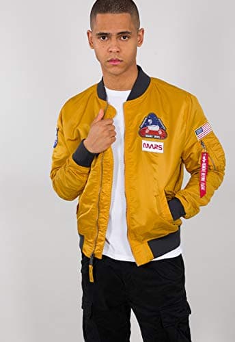 Image of Alpha Industries Men's MA-1 LW Mission to Mars Bomber Jacket, Wheat, L