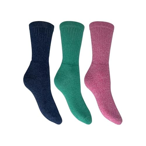 Image of 3-Pack Ladies All-Terrain Socks – Durable, Comfortable, and Moisture-Wicking for Outdoor Adventures (UK, Numeric, 4, 7, Regular, Regular, BLUE/PINK/GREEN)