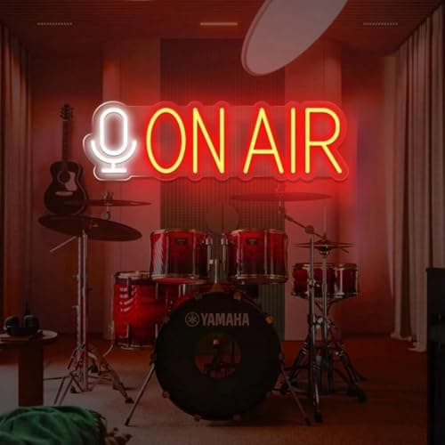 Image of On Air Led Neon Sign Podcast Studio Neon Sign On Air Sign Streaming Sign Cool Led Signs Game Room Wall Art Decor Scene Decor, Acoustic Music Club Studio Wall Led Sign