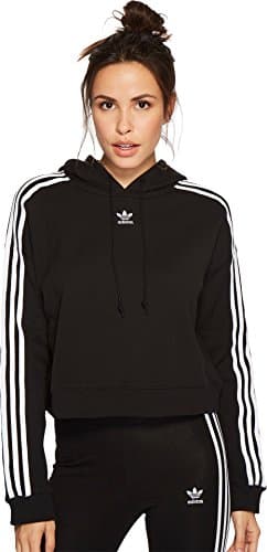 Image of adidas Originals Women's Cropped Hoodie Hooded Sweatshirt, Black, X-Large