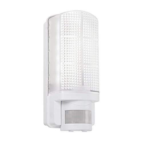 Image of National Lighting Modern Outdoor Heavy Duty White Plastic IP44 Rated Movement Sensor Bulkhead Security LED Wall Light - Equipped with PIR Motion Detector