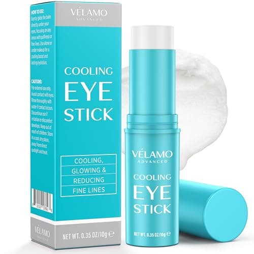 Image of VELAMO ADVANCED Cooling Eye Balm Stick with Caffeine: Under Eye Cream for Dark Circles Puffiness Eye Bags - Instantly Cooling, Hydrating & Brightening - Portable & Perfect for On-the-go Use 10g