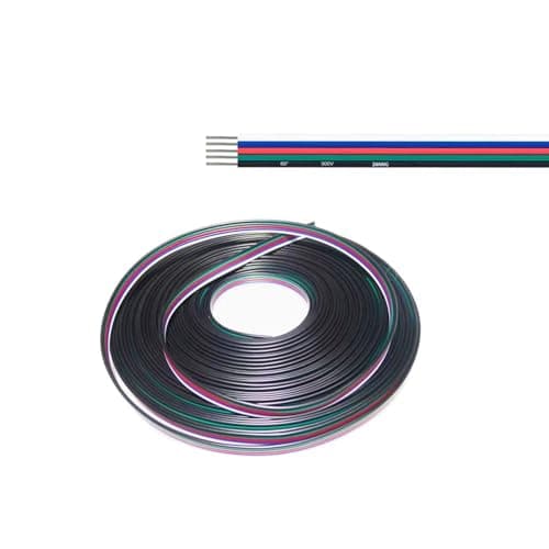 Image of 32.8ft/10m 5 Pin 24AWG Extension Cable Wire for 5 Conductor Low Voltage COB/SMD RGBCCT RGBWW Color Changing LED Strip Light (5PIN 24AWG 10M)