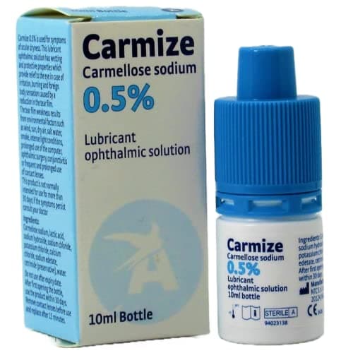 Image of Carmellose Sodium 0.5 Eye Drops, Carmize Lubricant Ophthalmic Solution 10ml (1 x 10ml Bottle)