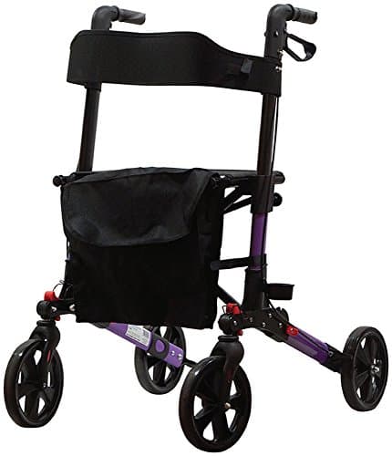 Image of Aidapt Deluxe Purple Folding Light Weight 4 Wheeled Rollator Mobility Aid with Seat, Carry Bag, Lockable Brakes and Puncture Proof TYRES for Indoor and Outdoor use
