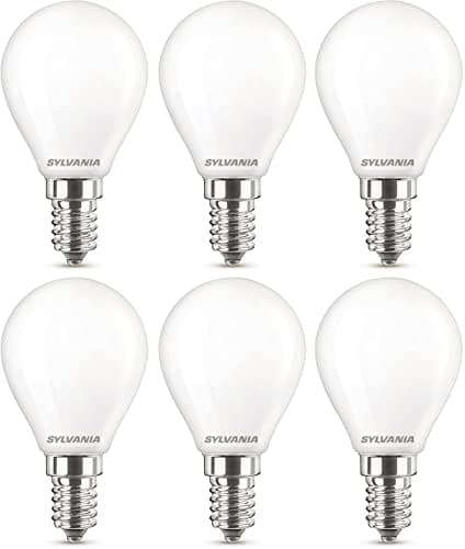 Image of SYLVANIA G45 Mini Globe Frosted LED Light Bulb, Dimmable, E14, 4.5W, 470 Lumens, Warm White 2700K - 6 Pack