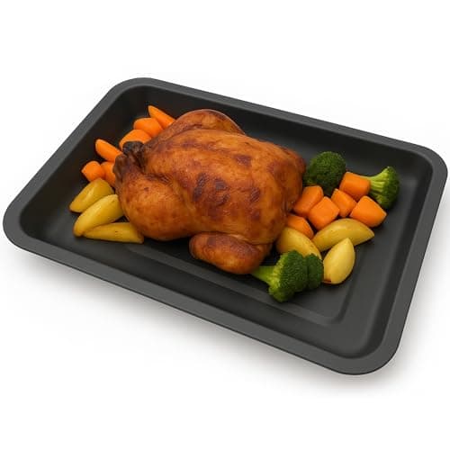 Image of TIJAR® Roasting Pan, Large 39cm Roasting Tray, Deep Dish, Double Coated Non Stick, Long Lasting, Turkey Chicken Roaster, Made in UK, Black
