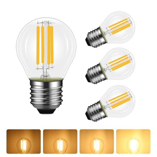 Image of Caldarax 4 Pack 4W E27 LED G45 Filament Golf Ball Bulb Dimmable, Warm White 2700K, 40W Equivalent, Large Edison Screw, 400lm, E27 LED Vintage Glass Globe Bulb, Transparent, Energy Saving Light