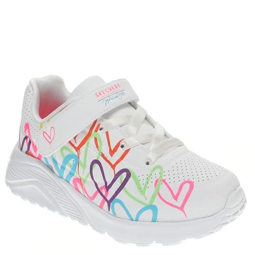 Image of Skechers Baby Girl's Uno Lite Love Levitate Sneakers, White Synthetic/Neon Multi Trim, 7 UK Child