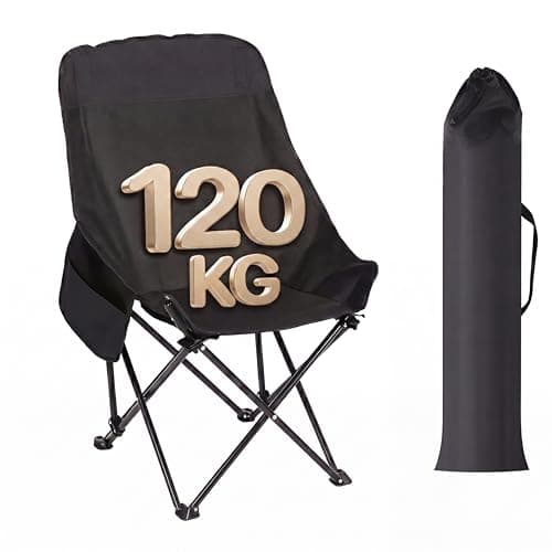 Image of Aptliton Folding Camping Chair, Lightweight Camping Chair with High Back & Side Pocket & Carry Bag, Outdoor Chair for Outdoor Backpacking Beach Picnics Garden Fishing, Black