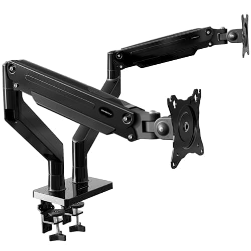Image of Invision Dual PC Monitor Arm Bracket Ergonomic Height Adjustable (Gas Assisted) Full Motion Long Arm Desktop Clamp Mount for 24”-35” Screens Tilt & Swivel VESA 75mm & 100mm Weight 2kg to 15kg (MX900)