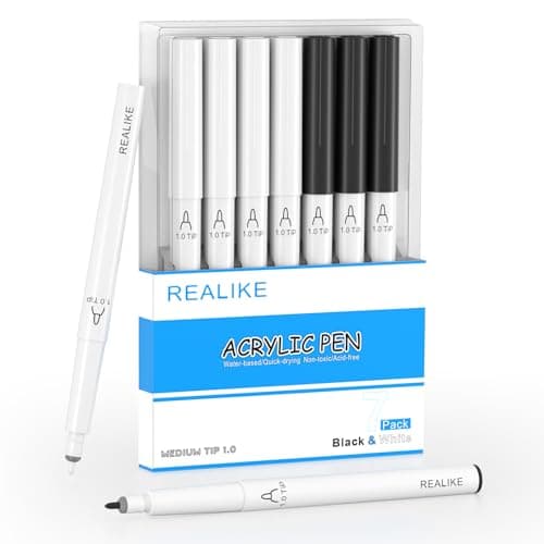 Image of REALIKE Acrylic Metallic Marker Pen Set 1.0mm Tip are compatible with Cricut Maker 3/4 for Drawing Painting Art Supplies