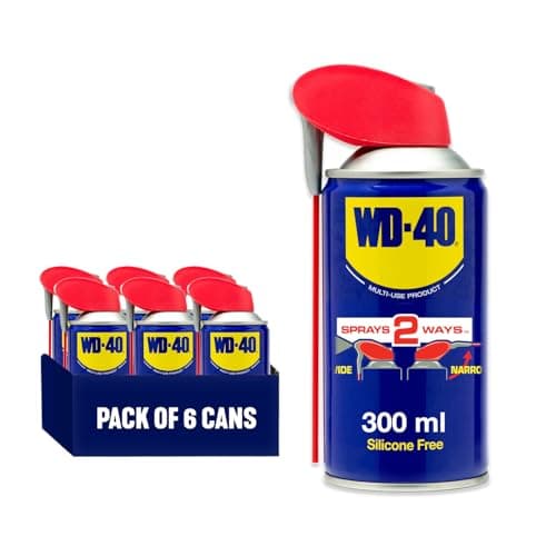 Image of WD-40 Multi Use Lubricant Spray 300ml 6-Pack, Wide and Narrow Smart Straw, Multipurpose WD40 Spray Lubricant for Maintenance, Water Displacement, and Rust Protection on Gears, Threads, and Hinges